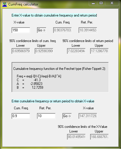 Calculator for
       probability values